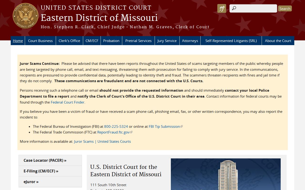 Schuyler County federal criminal court records in the Eastern District of Missouri