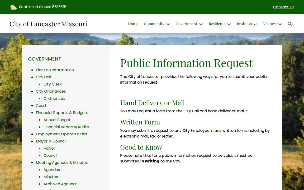 Lancaster criminal record public information request instructions