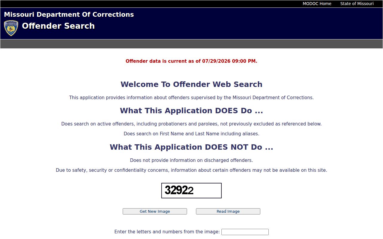 Schuyler County criminal records in MODOC Offender Search